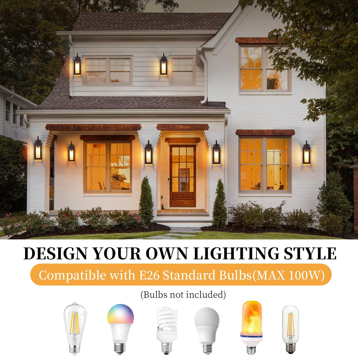 17" Brown Large Exterior Lighting Fixtures 2Pack (Brown / No Sensor/2-Pack-17Inch)