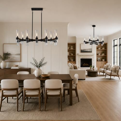 12 Light Black Chandelilers for Dining Room Light Fixture 40" (Black / 12-Light L40")