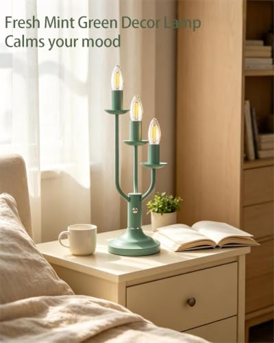 Green Candelabra Table Lamp Dimmable Warmwhite 3 Bulbs Included (05-Green 3-Light Candelabra)
