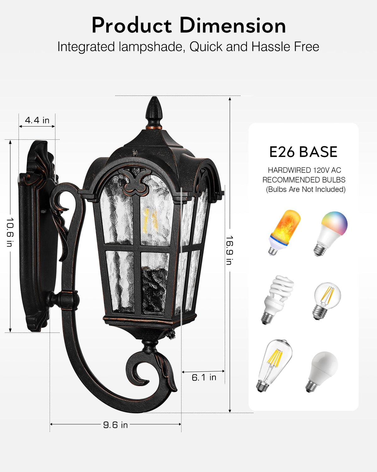 Outdoor Wall Light (Vintage ORB(Gold Trim) / Up 1-Pack)