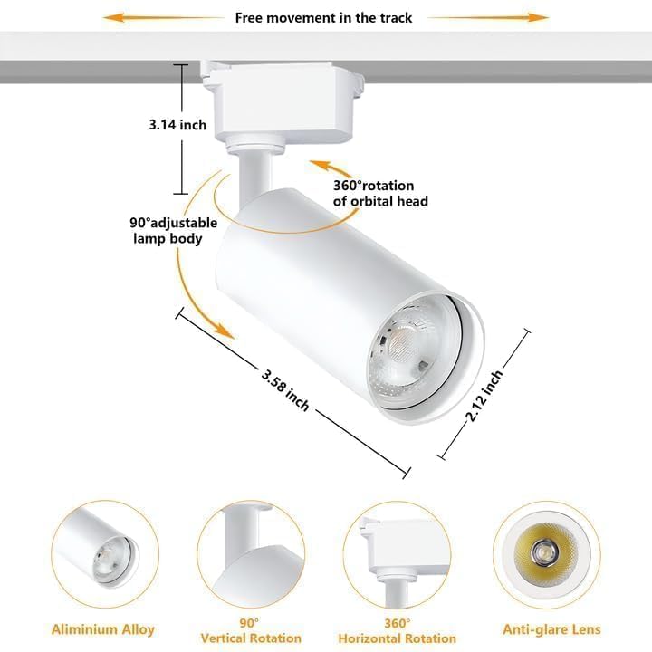 8 Pack White H Type LED Track Lighting Kit 6000K