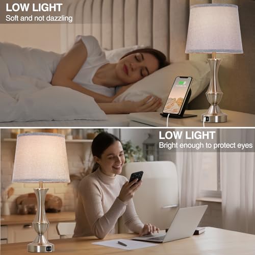 Touch Table Lamps Set of 2 (Silver,Grey / 22in)