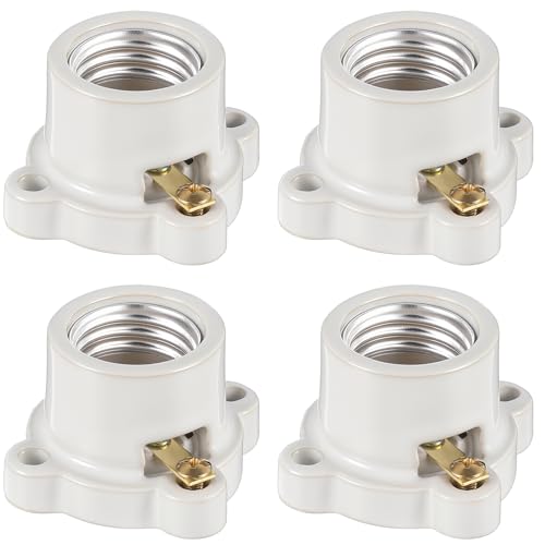 4 Pcs E26 Light Socket Porcelain Lamp Holder Medium Base