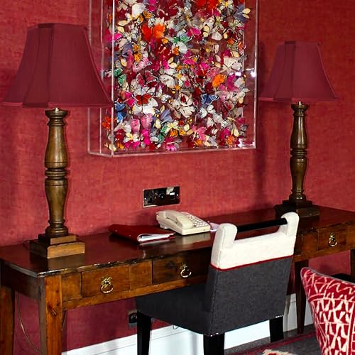 Square Lamp Shades Set of 2 (8 x 14 x 11 inches - 2 Pack / Burgundy)