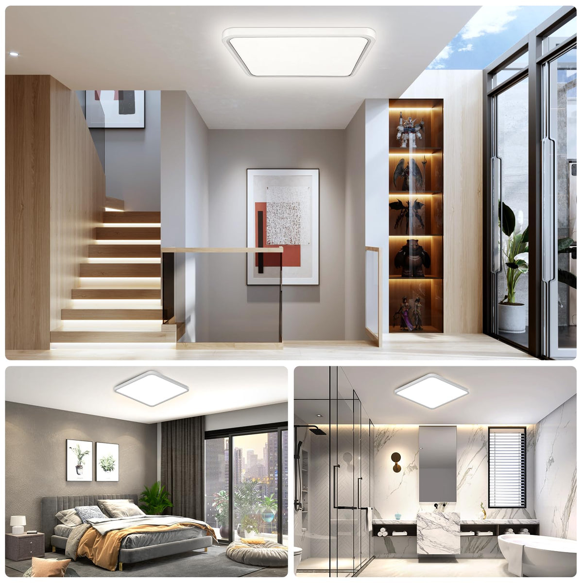 15.7Inch 32W Square LED Ceiling Light Fixtures Flush Mount (Natural White / 15.7 inch White)
