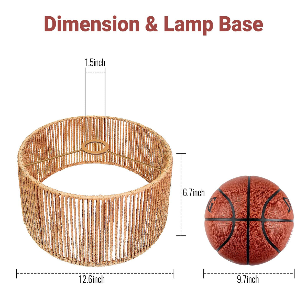 Hanging Light Rattan Lamp Shades Boho Lamp Shade 12.6in x 6.7in (12.6 Inch Rattan Lamp Shape)