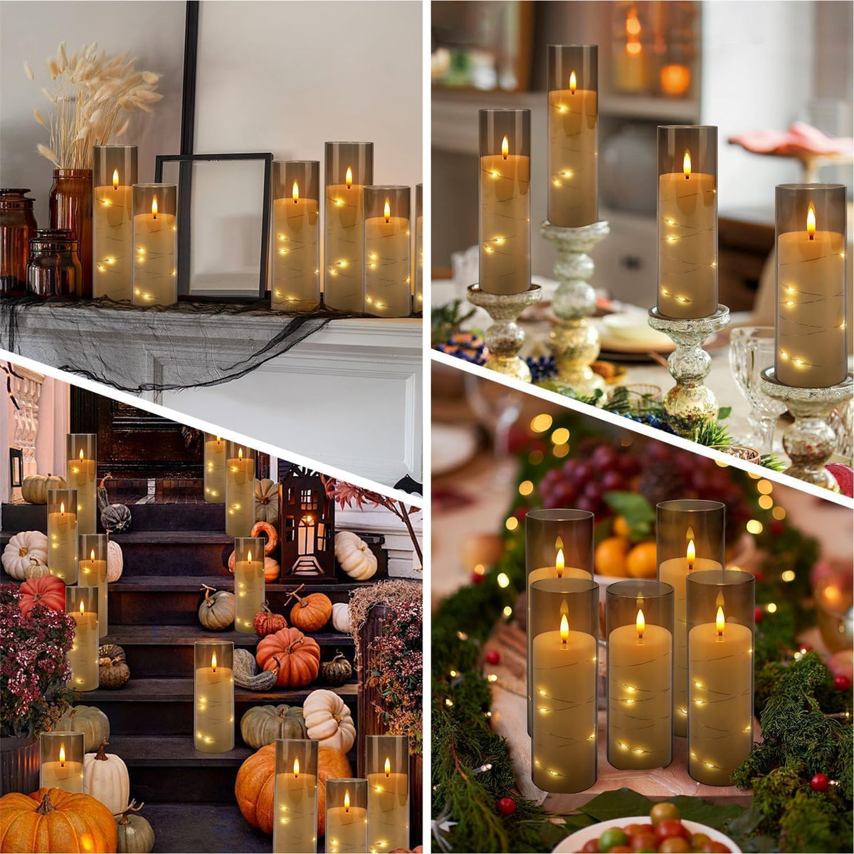 Halloween Decoration Flickering Flameless Candles - 24 Pack, Grey-2