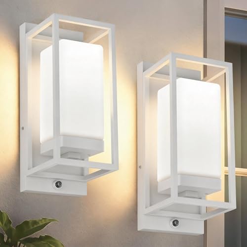 Dusk to Dawn Outdoor Wall Lights 2 Pack (White)