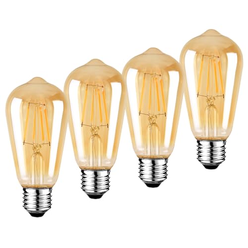 Vintage LED Edison Bulbs 4W ST58 (St58-amber Glass 2700k / 4 Count (Pack of 1))