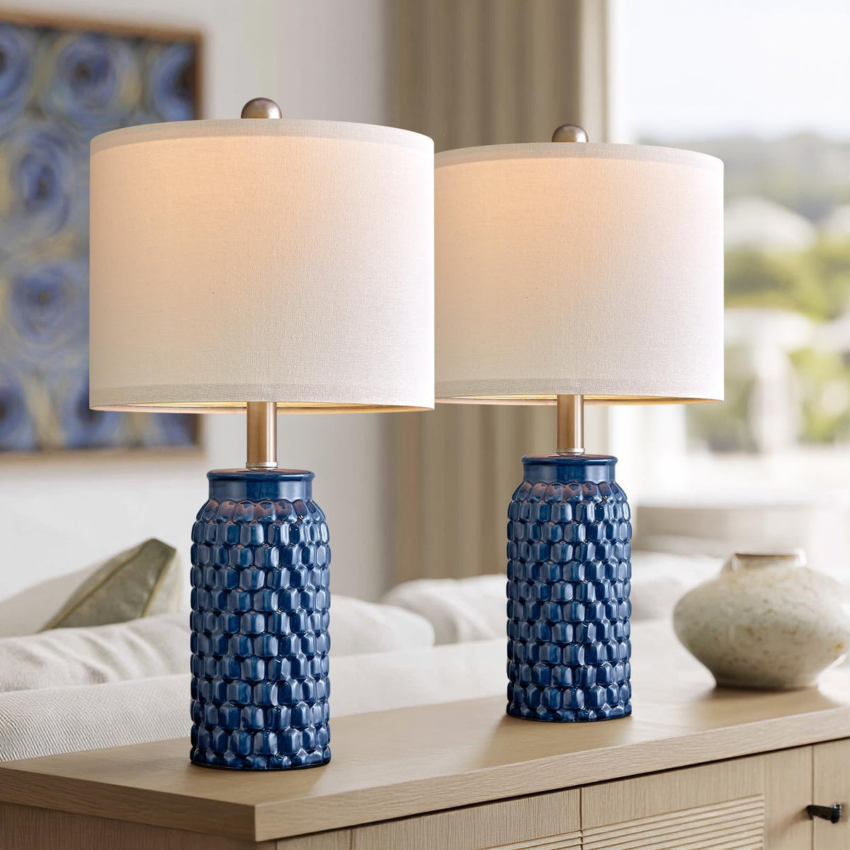 20.5" Small Bedside Lamps Set of 2 (20.5" Small - Blue)