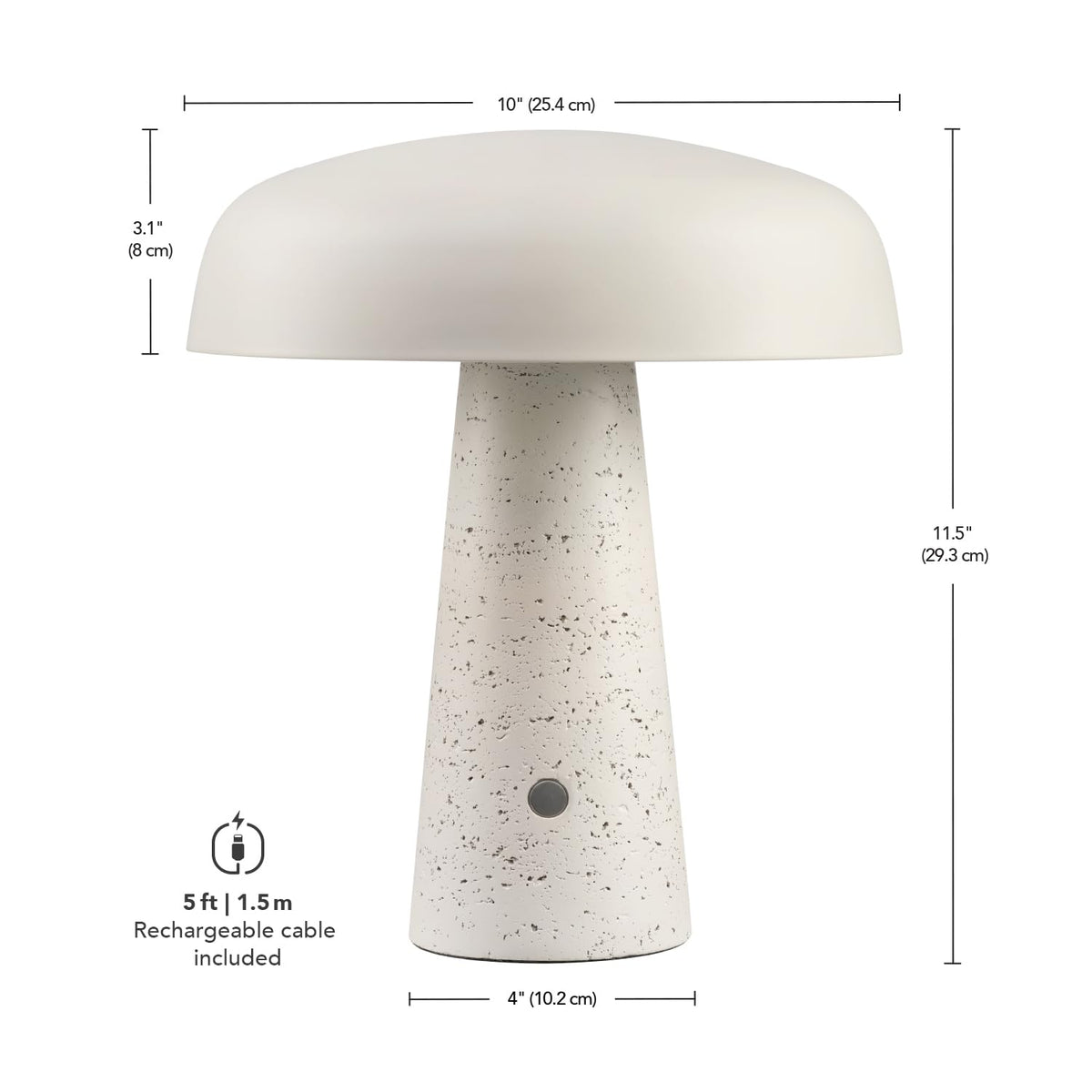 Novogratz x Globe 10" 3.5W LED Integrated Rechargeable Table Lamp (Off-White)
