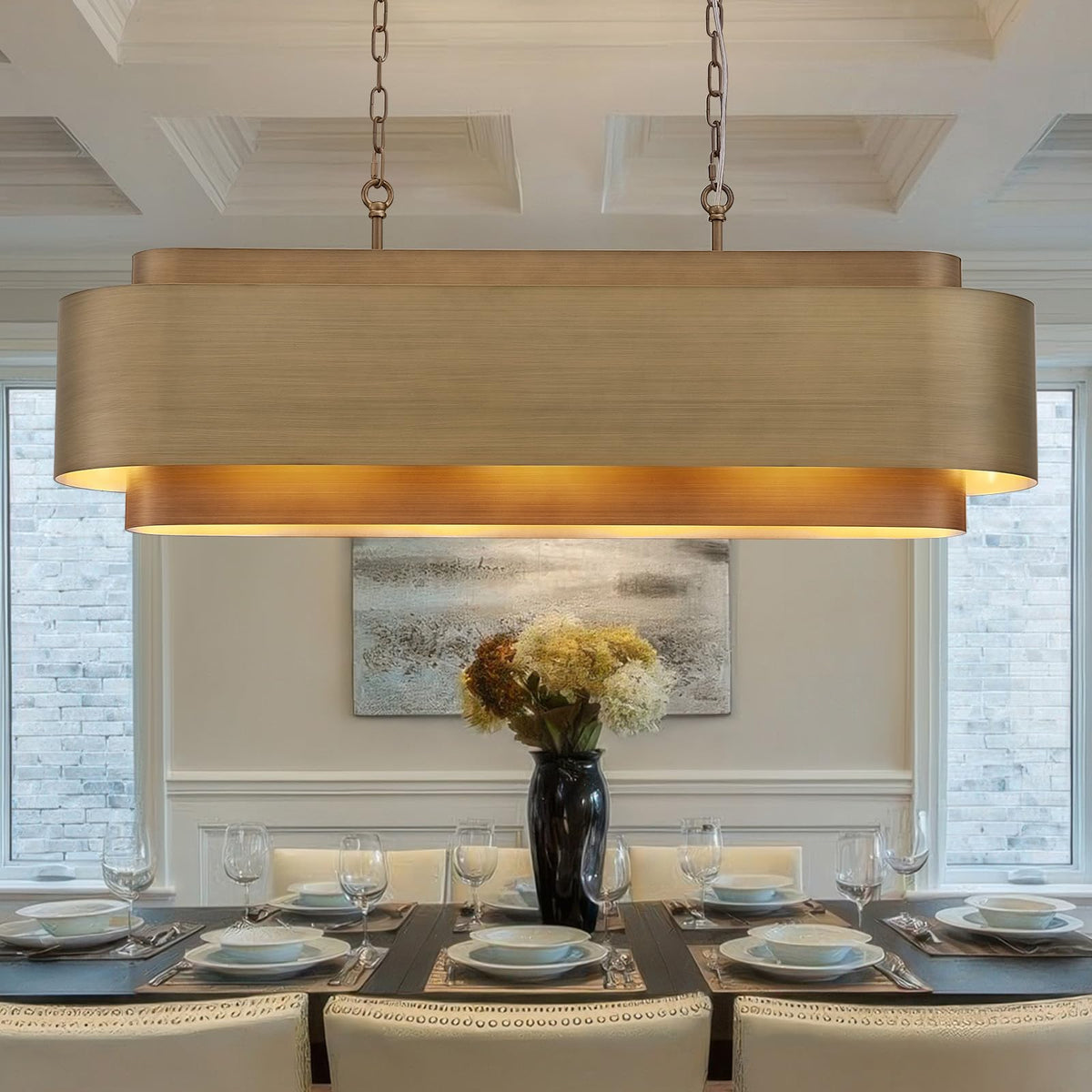 40" Modern Farmhouse Linear Chandelier (Brushed Brass/L40")