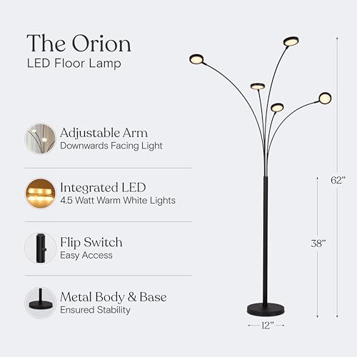 Orion Arc Floor Lamp for Living Room (Sanded Black)