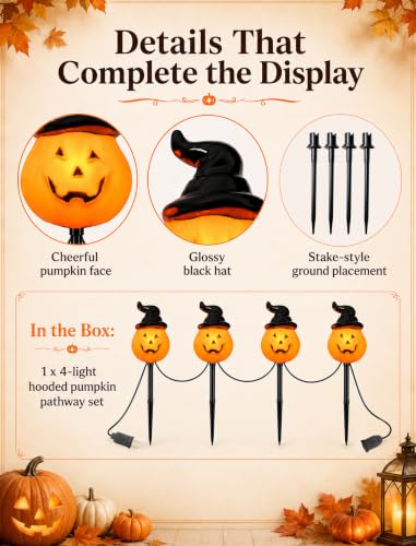 4PCS Pumpkin Pathway Marker Lights (New Pumpkin Pole)