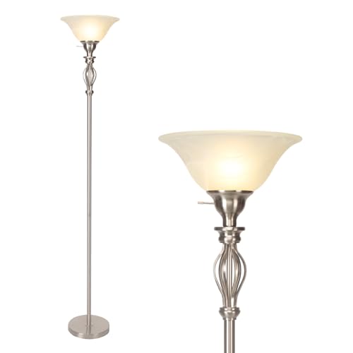 Torchiere Floor Lamps for Living Room & Bedroom (Scroll Lamp-Brushed Nickel)