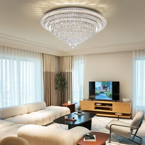 40“ Elegant LED Crystal Raindrop Ceiling Light (Silver / 40 inches)