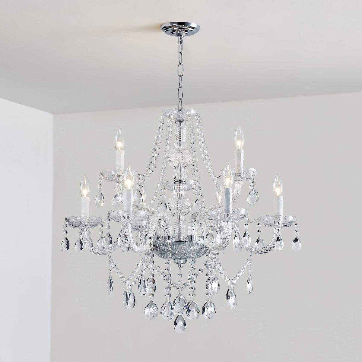 Saint Mossi 9 Light Modern Contemporary Elegant Crystal Glass Chandelier (Clear Crystal / W28" 2 Tier)