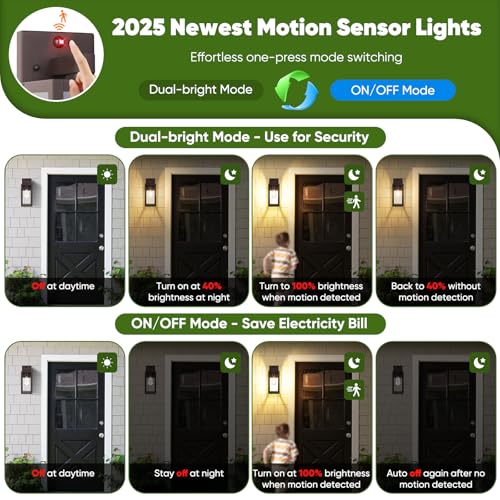 13" Upgraded Motion Sensor Outdoor Wall Light Fixture (Brown / 13in)