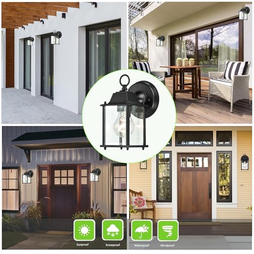 2 Packs Outdoor Wall Lantern (2 Pack / Black)