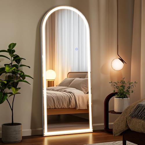 56"x21" LED Arched Mirror Full Length with Dimmable Lights (White / 56"L x 21"W)
