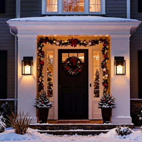 2 Pack Outdoor Wall Sconce (Black / 1-Light, 2-Pack)