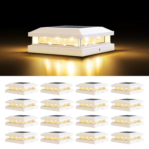 4x4 5x5 Solar Post Cap Lights Outdoor 16 (White / 16 Pack)
