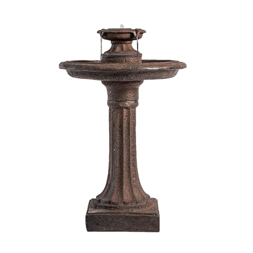 28" Outdoor Bird Bath Fountain (Brown Fountain / 28" Height)