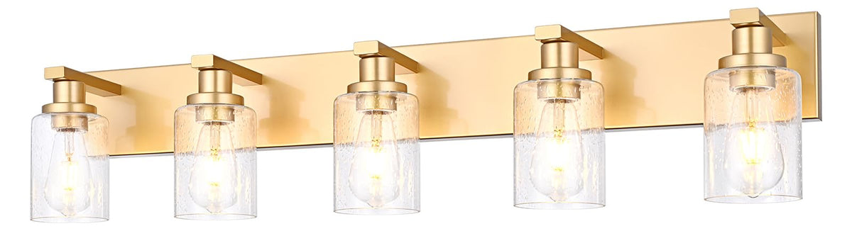 Gold 5 Light Seeded Glass Bathroom Vanity Light (Gold / 5-Light)