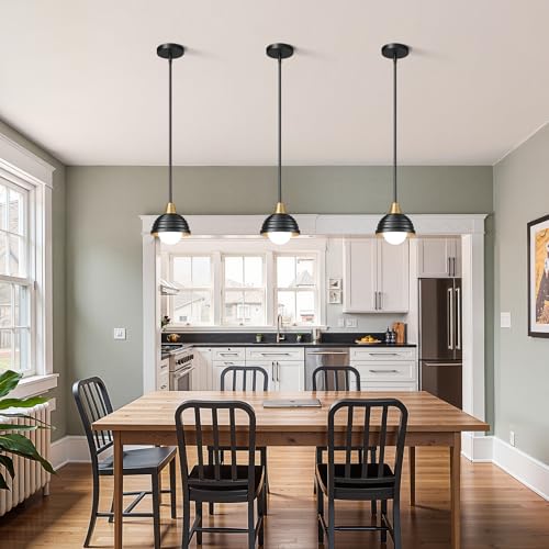 Industrial Kitchen Pendant Light Fixtures (Black & Gold / 3 Pack-6inch)