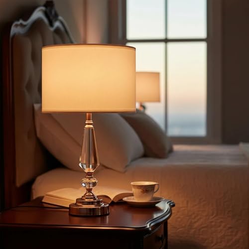 Crystal Table Lamp (Crystal pillar+White)