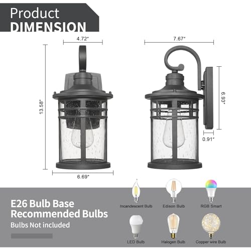 Outdoor Porch Light Wall Mount (1 Pack Clear Glass / Medium)