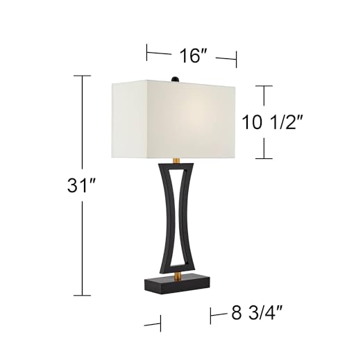 Roxie 31" Large Table Lamp USB Set of 2 Black Metal Modern