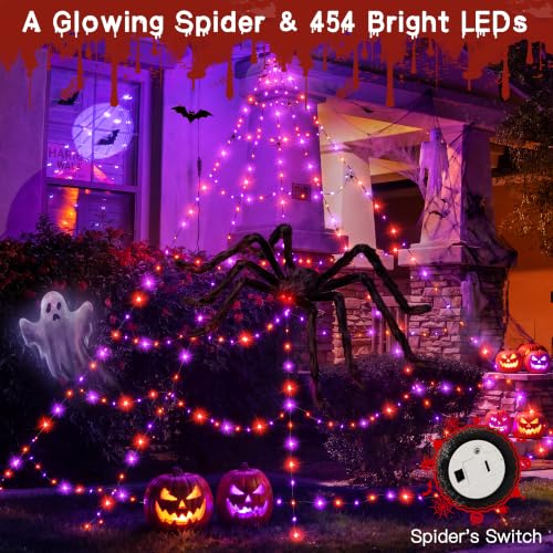 Halloween Web Lights with Spiders