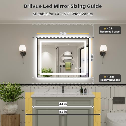 40x30 Inch LED Bathroom Mirror with Black Frame (Backlit+front Lit With Black Frame / 40"L x 30"W)