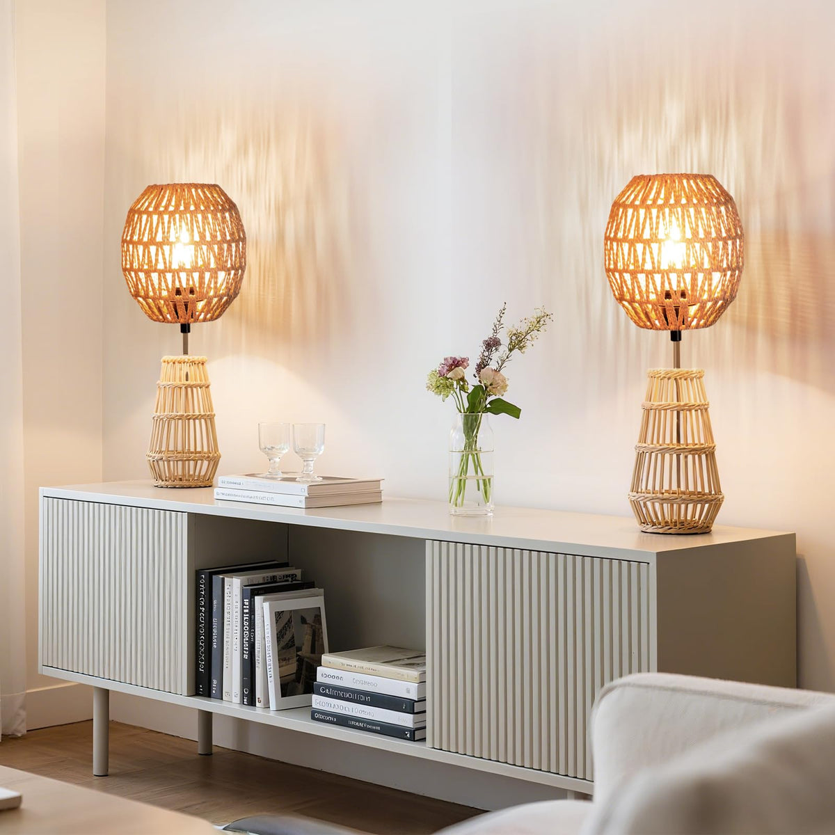 Small Lamp Shades For Table Lamps Hanging Light Boho Lamp Shades Wicker Lamp Shade for Floor Lamps (7.3 Inch-Egg Shade)