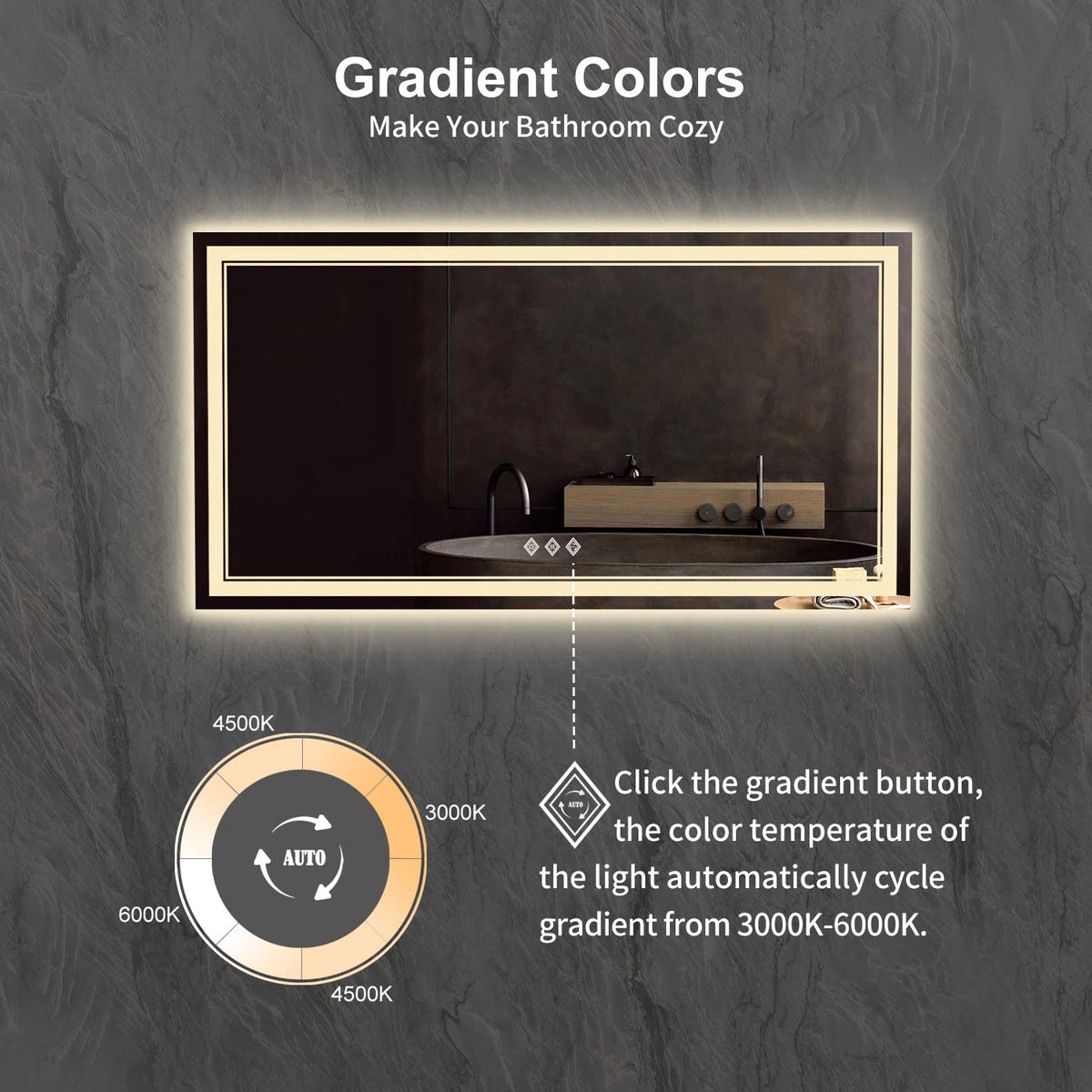 LED Bathroom Mirror (Front and Backlit / 60"L x 32"W)