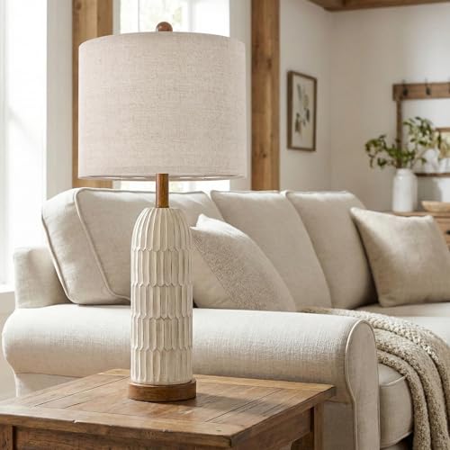 26.5" Bedside Table Lamps Set of 2 (26"-Yellowish and Brown)