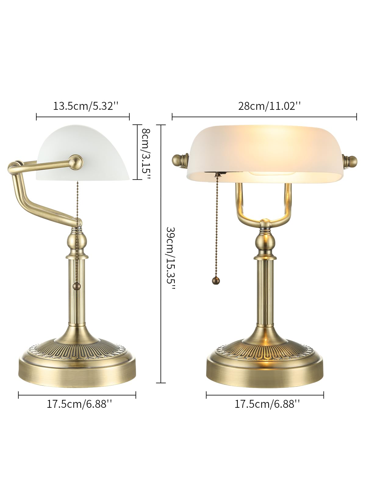 White Matted Glass Bankers Desk Lamp (Matted White-Green Bronze Base / Classic)