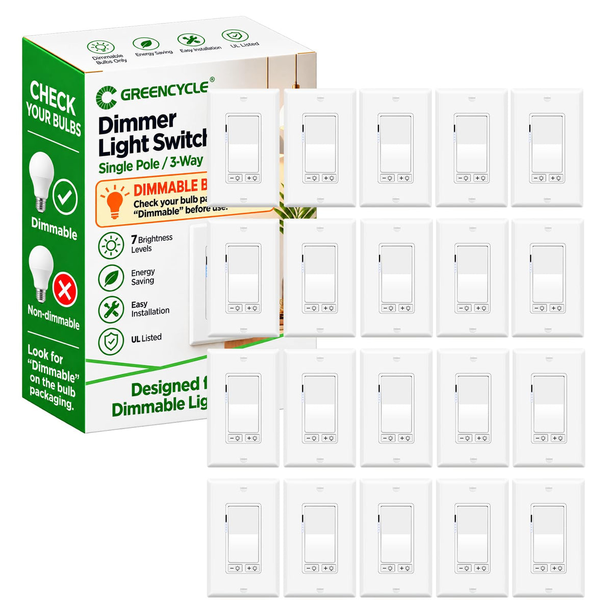 20 Pack Dimmer Light Switch (Dimmer Switch)