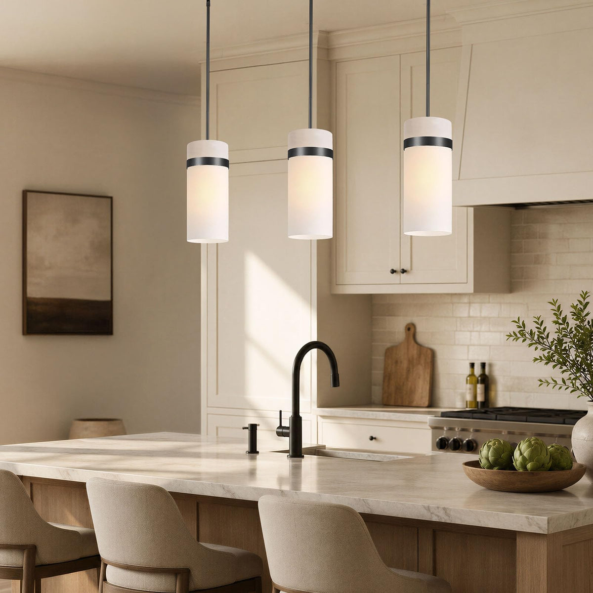 Frosted Glass Pendant Light (6-In-Black)