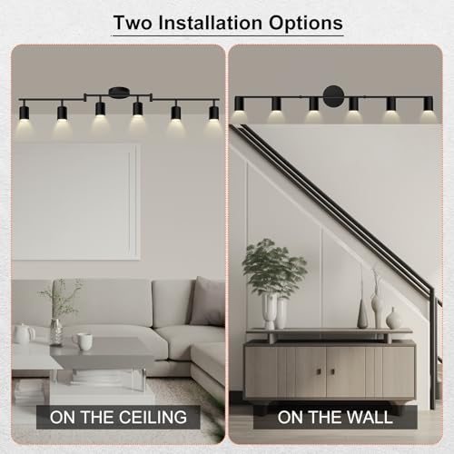 Track Lighting Fixture Ceiling (Black / 44.3" 6 Light Track Light)