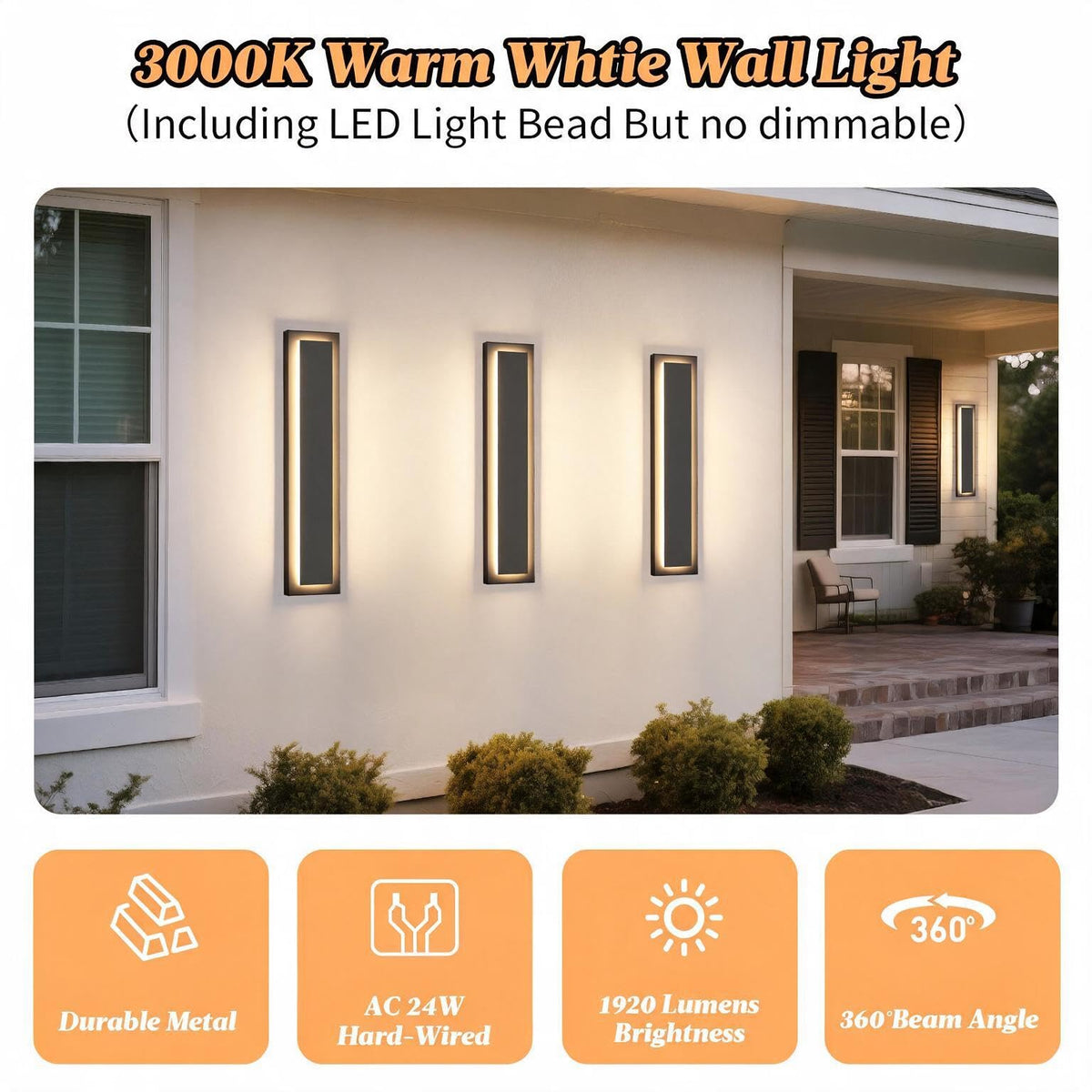 24 in Black Outdoor Wall Light (Black 1-tier Modern Design / 23.6 Inches（60 cm）)