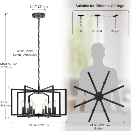 Black Farmhouse Chandelier (Black / 8-Light)