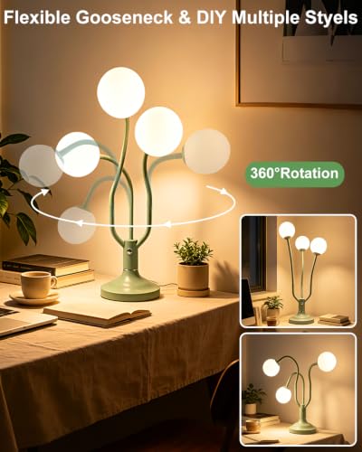 Green Globe Table Lamp Dimmable Magic DIY Arms G9 Bulbs Included (11-Green-Globe-3U-Magic DIY Arms)