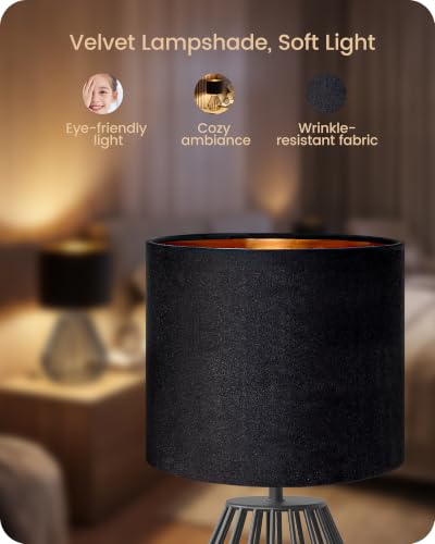 Black Table Lamp (Black Velvet + Black)