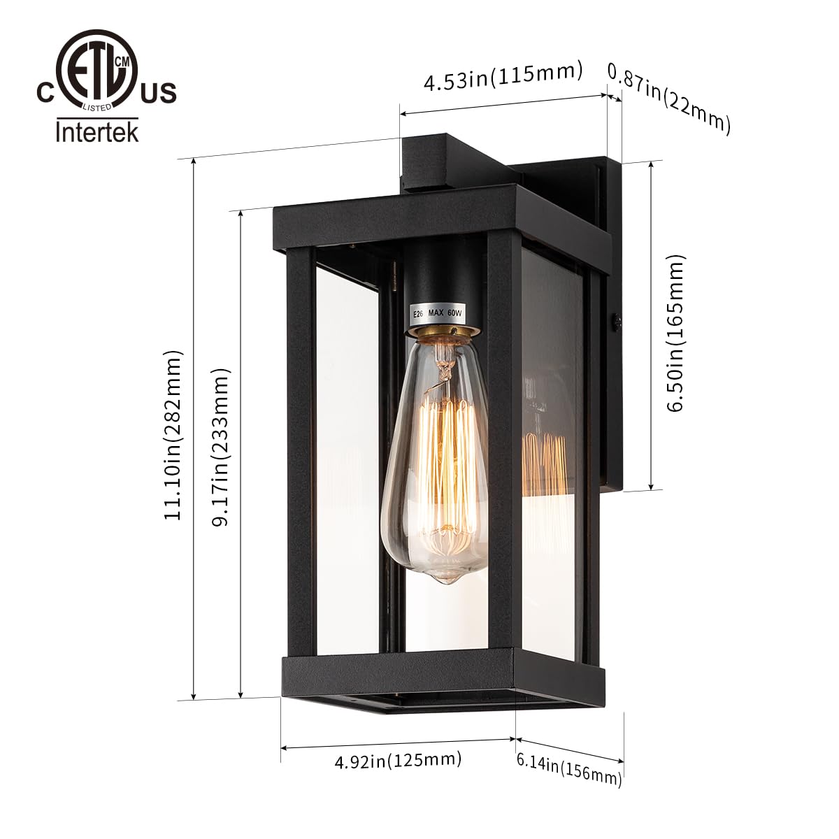 11" Outdoor Wall Sconce (Matte Black / 11-inch)