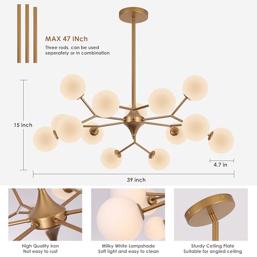 39" Reddish Sand Gold Sputnik Chandelier 15 (Reddish Sand Gold)