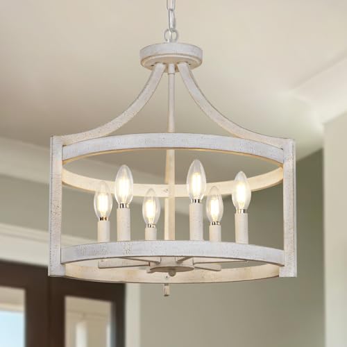 6 Light Farmhouse Chandelier (6 Lights Vintage White)