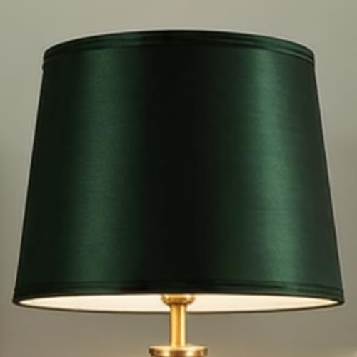 Large Green Lamp Shades Set of 1 (14"×16"×10"-1 Pc / Green Natural Faux Silk)