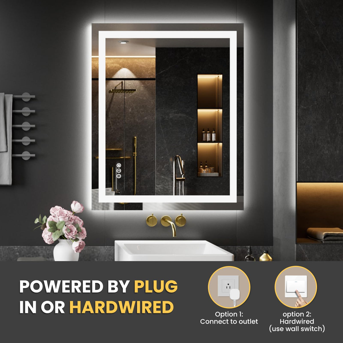 28"X36" LED Bathroom Mirror with Lights (Led / 36"L x 28"W)